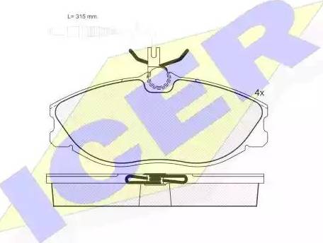 Icer 181108 - Комплект спирачно феродо, дискови спирачки vvparts.bg