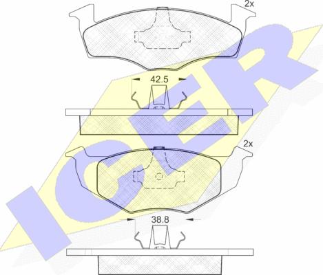 Icer 181119 - Комплект спирачно феродо, дискови спирачки vvparts.bg