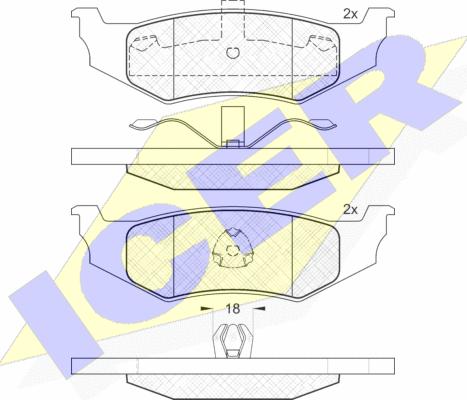 Icer 181114 - Комплект спирачно феродо, дискови спирачки vvparts.bg