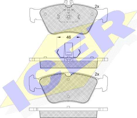 Icer 181115-396 - Комплект спирачно феродо, дискови спирачки vvparts.bg