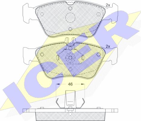 Icer 181115 - Комплект спирачно феродо, дискови спирачки vvparts.bg