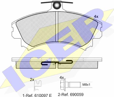 Icer 181118-700 - Комплект спирачно феродо, дискови спирачки vvparts.bg
