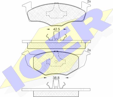 Icer 181130 - Комплект спирачно феродо, дискови спирачки vvparts.bg