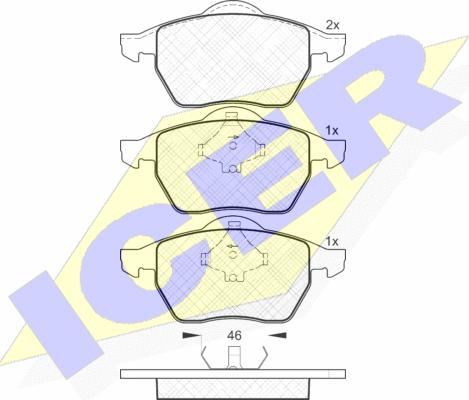 Icer 181138 - Комплект спирачно феродо, дискови спирачки vvparts.bg