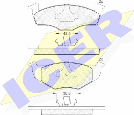 Icer 181178 - Комплект спирачно феродо, дискови спирачки vvparts.bg