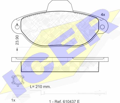 Icer 181844 - Комплект спирачно феродо, дискови спирачки vvparts.bg