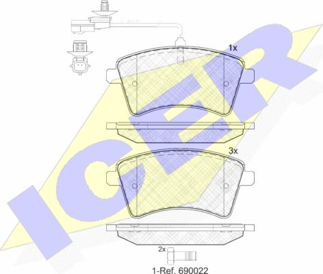 Icer 181854-203 - Комплект спирачно феродо, дискови спирачки vvparts.bg