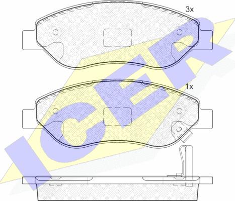 Icer 181850 - Комплект спирачно феродо, дискови спирачки vvparts.bg