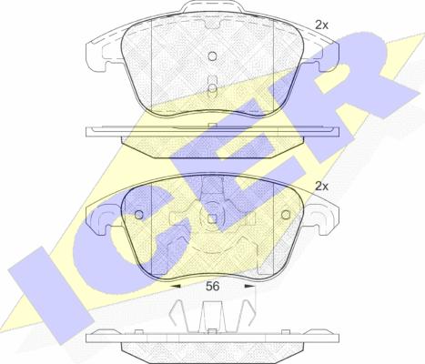 Icer 181866 - Комплект спирачно феродо, дискови спирачки vvparts.bg