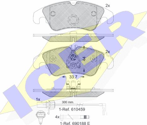 Icer 181862 - Комплект спирачно феродо, дискови спирачки vvparts.bg