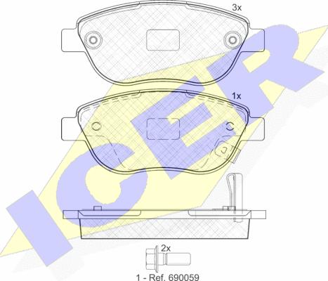 Icer 181809 - Комплект спирачно феродо, дискови спирачки vvparts.bg