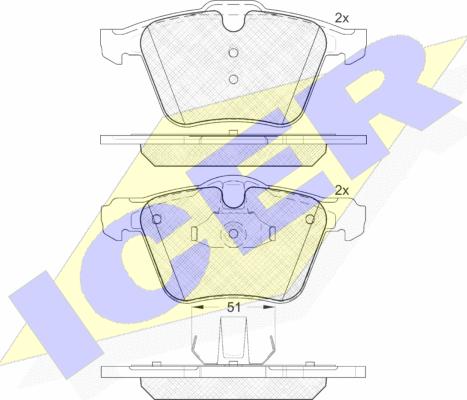 Icer 181805 - Комплект спирачно феродо, дискови спирачки vvparts.bg