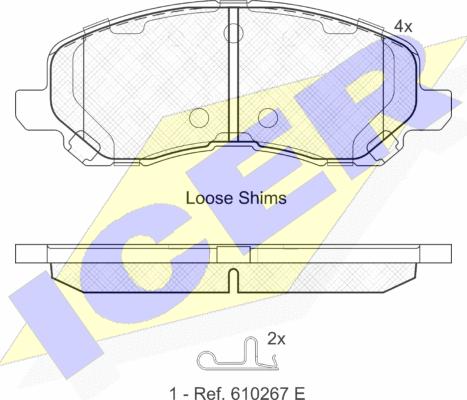 Icer 181806 - Комплект спирачно феродо, дискови спирачки vvparts.bg