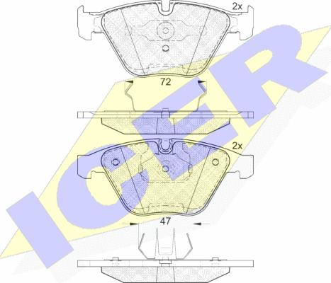 Icer 181814 - Комплект спирачно феродо, дискови спирачки vvparts.bg