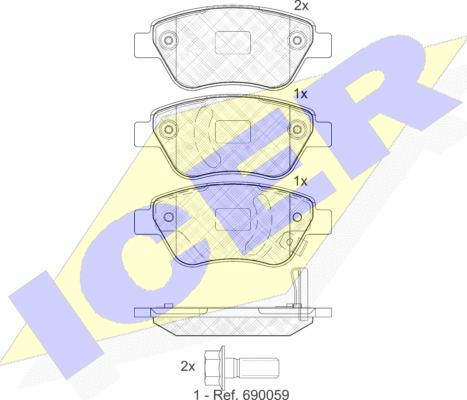 Icer 181810 - Комплект спирачно феродо, дискови спирачки vvparts.bg