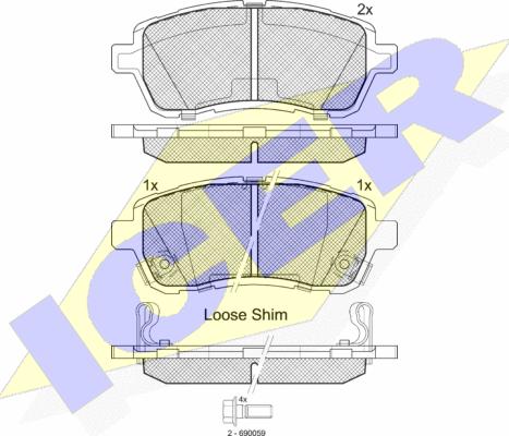 Icer 181881 - Комплект спирачно феродо, дискови спирачки vvparts.bg