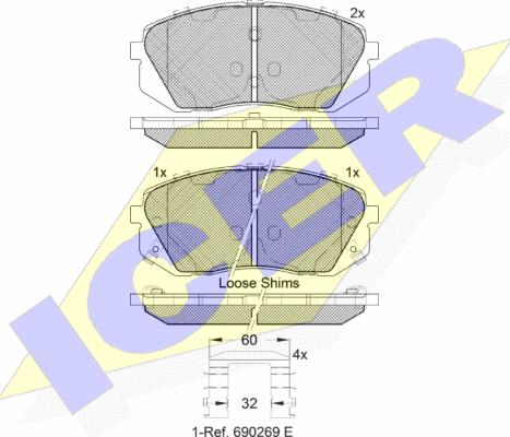 Icer 181826-201 - Комплект спирачно феродо, дискови спирачки vvparts.bg