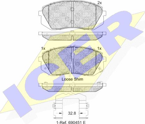 Icer 181826-202 - Комплект спирачно феродо, дискови спирачки vvparts.bg