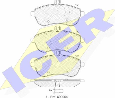 Icer 181821 - Комплект спирачно феродо, дискови спирачки vvparts.bg