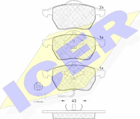 Icer 181396 - Комплект спирачно феродо, дискови спирачки vvparts.bg