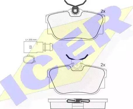 Icer 181393 - Комплект спирачно феродо, дискови спирачки vvparts.bg