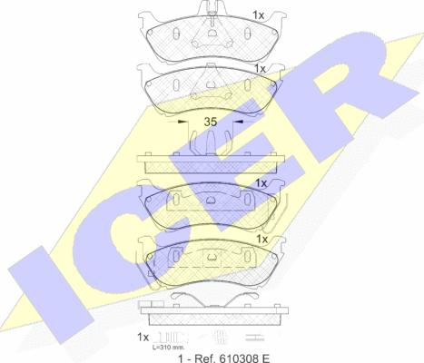 Icer 181392 - Комплект спирачно феродо, дискови спирачки vvparts.bg