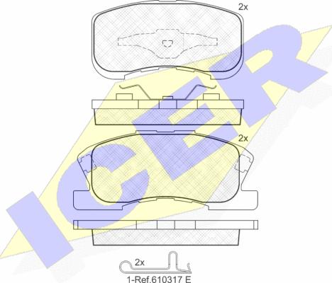 Icer 181342 - Комплект спирачно феродо, дискови спирачки vvparts.bg