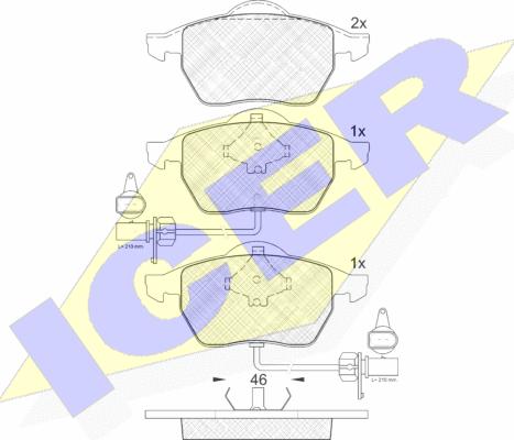 Icer 181362 - Комплект спирачно феродо, дискови спирачки vvparts.bg