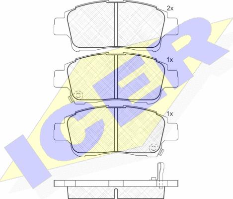 Icer 181304 - Комплект спирачно феродо, дискови спирачки vvparts.bg