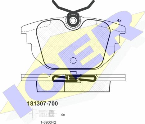 Icer 181307-700 - Комплект спирачно феродо, дискови спирачки vvparts.bg