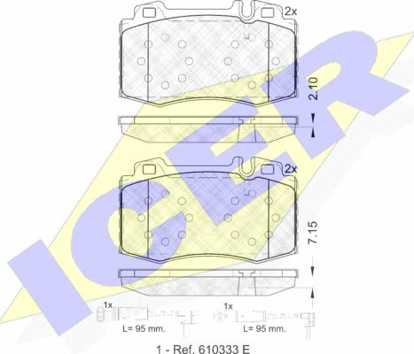 Icer 181389-203 - Комплект спирачно феродо, дискови спирачки vvparts.bg