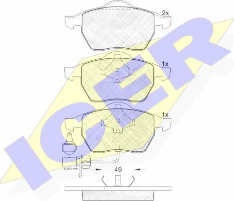 Icer 181384 - Комплект спирачно феродо, дискови спирачки vvparts.bg