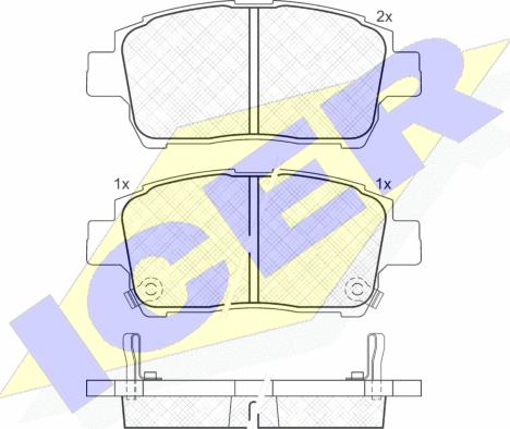 Icer 181386 - Комплект спирачно феродо, дискови спирачки vvparts.bg