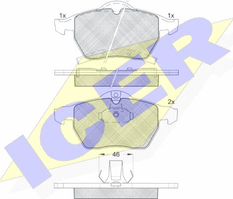 Icer 181383 - Комплект спирачно феродо, дискови спирачки vvparts.bg