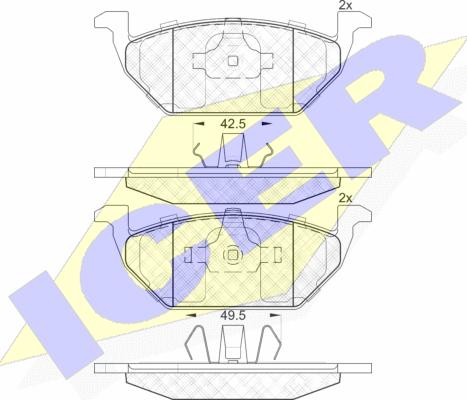 Icer 181338 - Комплект спирачно феродо, дискови спирачки vvparts.bg
