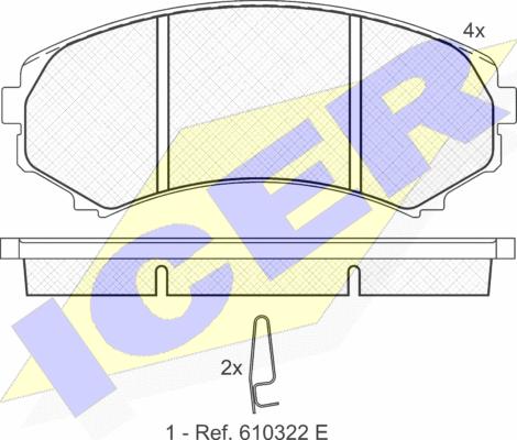 Icer 181374 - Комплект спирачно феродо, дискови спирачки vvparts.bg