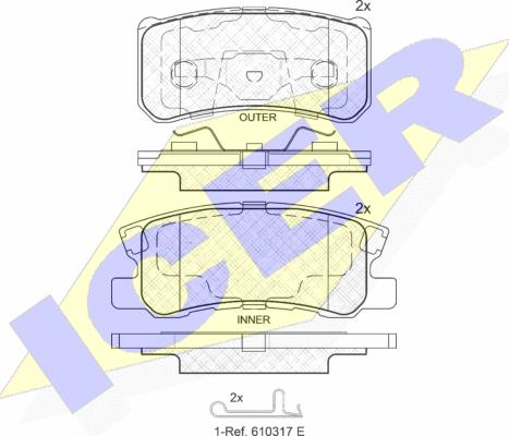 Icer 181375-202 - Комплект спирачно феродо, дискови спирачки vvparts.bg