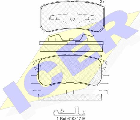 Icer 181375 - Комплект спирачно феродо, дискови спирачки vvparts.bg