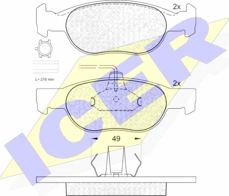 Icer 181376 - Комплект спирачно феродо, дискови спирачки vvparts.bg