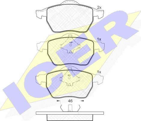 Icer 181294 - Комплект спирачно феродо, дискови спирачки vvparts.bg