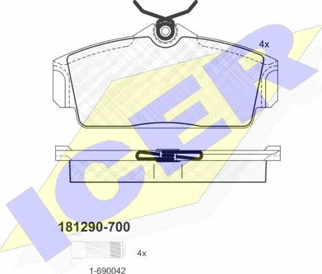 Icer 181290-700 - Комплект спирачно феродо, дискови спирачки vvparts.bg