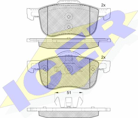 Icer 181297-203 - Комплект спирачно феродо, дискови спирачки vvparts.bg