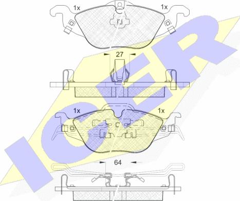 Icer 181249 - Комплект спирачно феродо, дискови спирачки vvparts.bg