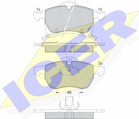 Icer 181248 - Комплект спирачно феродо, дискови спирачки vvparts.bg