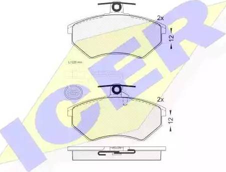 Icer 181216 - Комплект спирачно феродо, дискови спирачки vvparts.bg