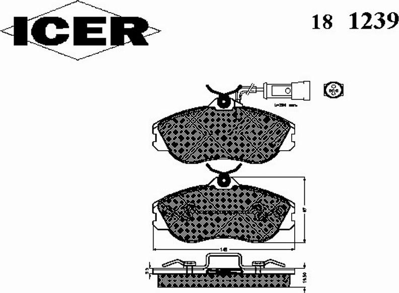 Icer 181239 - Комплект спирачно феродо, дискови спирачки vvparts.bg