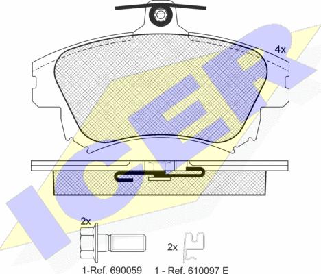 Icer 181236-208 - Комплект спирачно феродо, дискови спирачки vvparts.bg