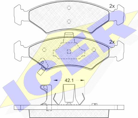 Icer 181231 - Комплект спирачно феродо, дискови спирачки vvparts.bg