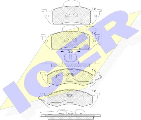 Icer 181276 - Комплект спирачно феродо, дискови спирачки vvparts.bg