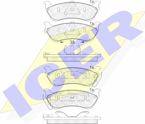 Icer 181277 - Комплект спирачно феродо, дискови спирачки vvparts.bg